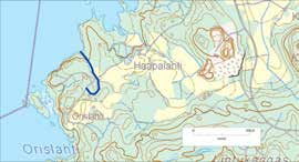 350 "Orislahdenoja" Velaatta Kapea uoma. Näsijärven alue VALUMA-ALUEEN NUMERO 35.31 Maaperä hiekkamoreenia, hiesua ja kalliota.