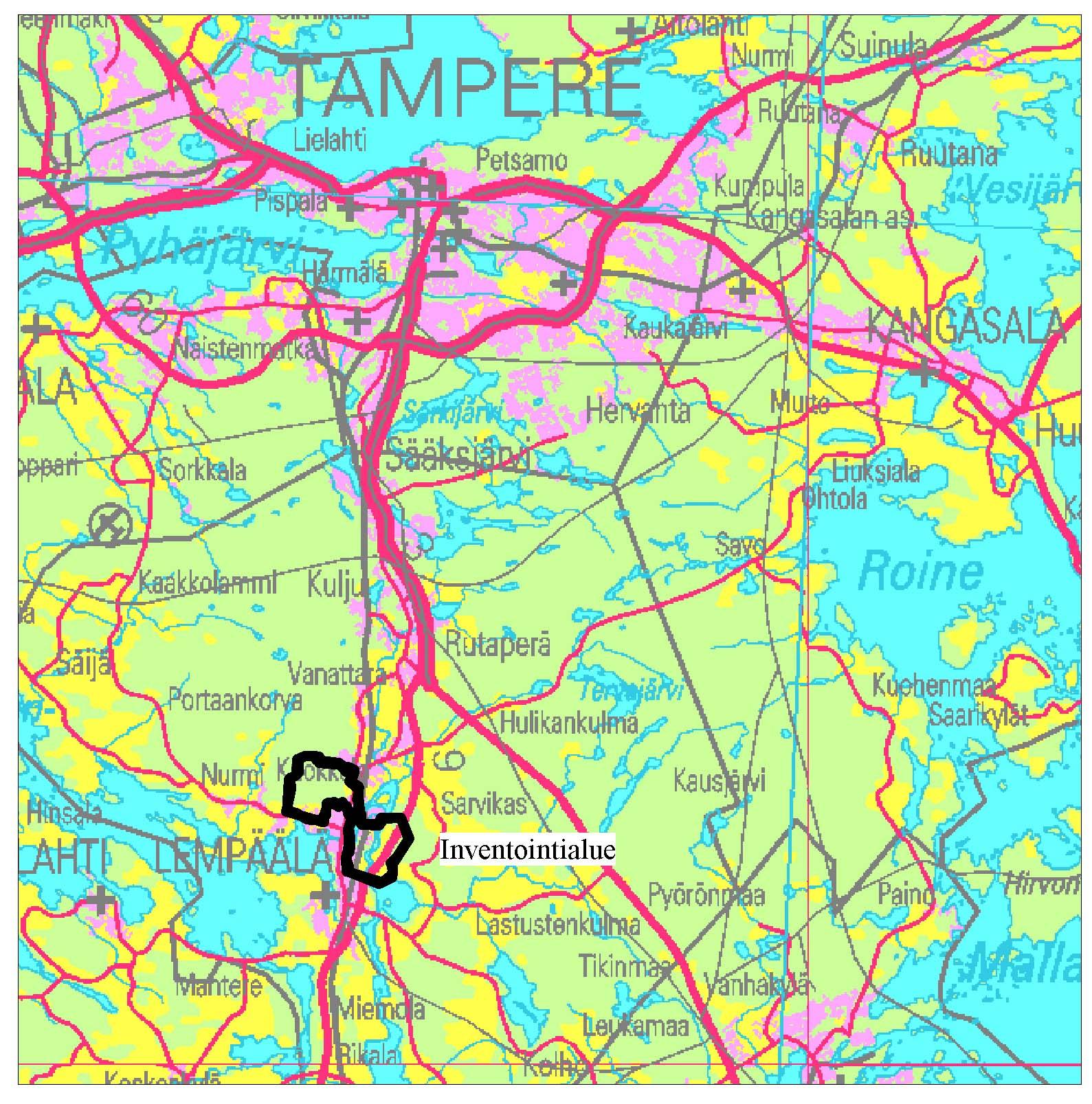 Lempäälä Kuokkari Hakkari Herrala Arkeologinen osa alueinventointi 2009 Kartta 1.