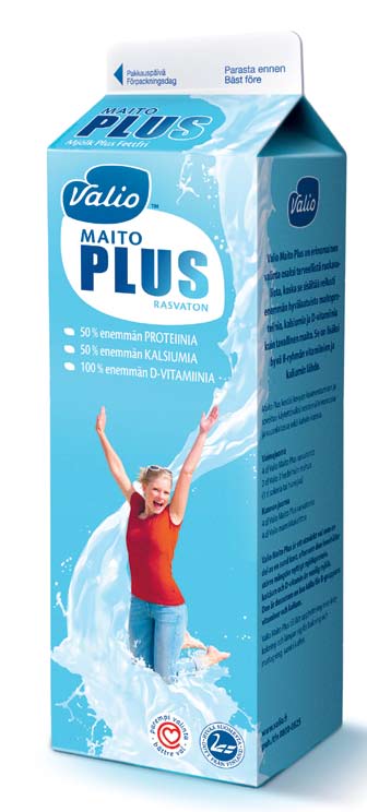 Valio Maito Plus rasvaton, 2,5 dl Proteiinia 12,5 g