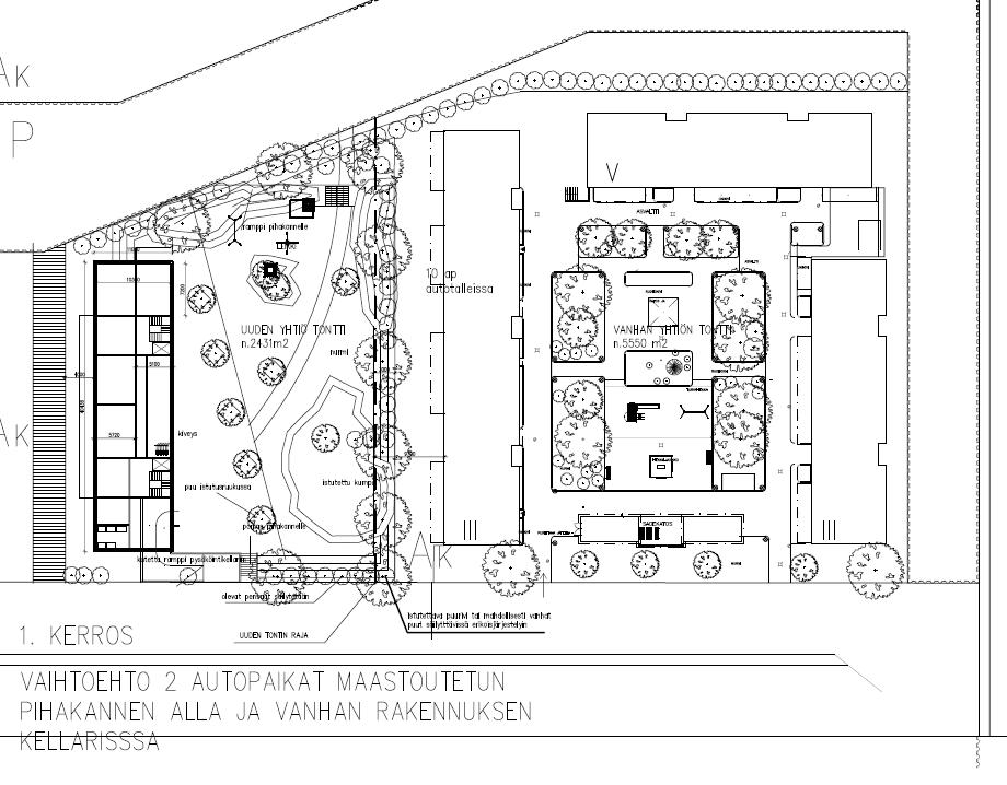 73 5.3 Uusi rakennus 5.3.1 Lähtötilanne Tontista lohkotaan osa, jolle rakennetaan uusi asunto-osakeyhtiö.