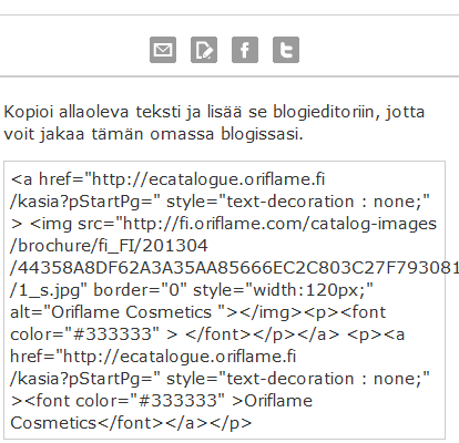 Jakaminen blogissa Voit jakaa Oma Esitteen myös omassa blogissasi.