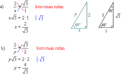 Vastaus: Kolmion kateetin pituus