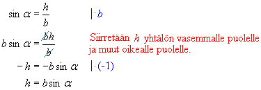 6. Trigonometriset pinta-alan kaavat* Trigonometrisiä funktioita voidaan hyödyntää myös tasokuvioiden pinta-aloja laskettaessa, jos kuviot voidaan jakaa suorakulmaisista kolmioista