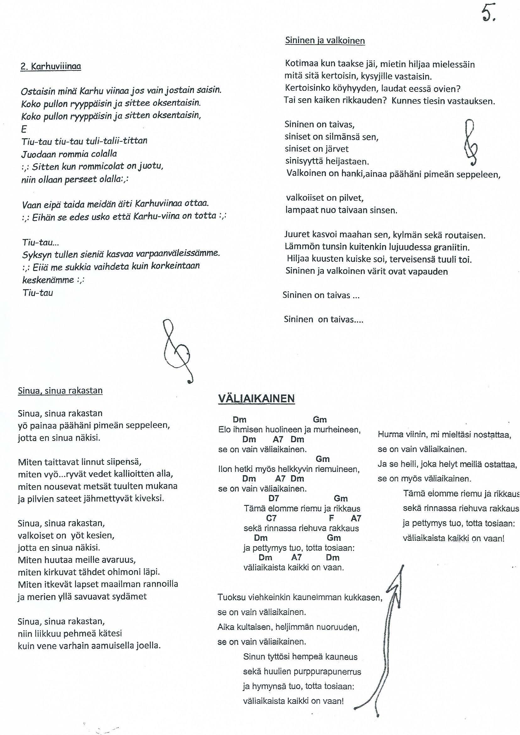 Sininen ja valkoinen 2. Karhuviiinaa Ostaisin mina Karhu viinaa jos vain jostain saisin. Koko pullon ryyppéiisin ja sittee oksentaisin.