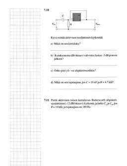 CE-asteen tulo- ja lähtöresistanssi 7 CB-aste 8 CC-aste 9 RC-kytketty vahvistin 10 JFET ja MOSFET 11 Differenssiaste 12 Vakiovirtalähde ja virtapeili 13 Differenssiaste, jossa on aktiivinen