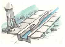 Veden virtaus voidaan joutua kanaaliin sulkemaan ja kanaali puhdistamaan painepesulla kaksi kertaa vuodessa. Matalat kourut on puhdistettava keväisin ja syksyisin.