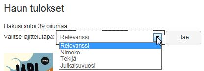 5 - Hakutuloslistalla teoksista näkyvät vain suppeat tiedot.