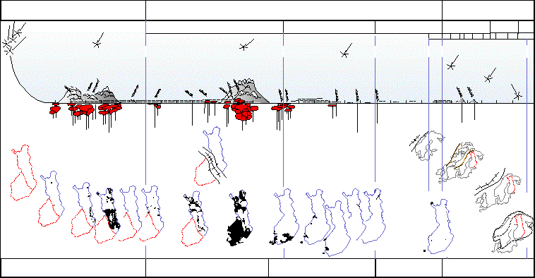 Kaledonidisen vuorijonon ylityöntölaatta on tavattu Suomen puolelta ainoastaan Käsivarren Lapin luoteisosasta (Kuva 3.3.14).