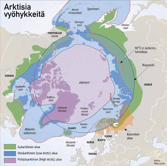 simmat alueet kuin yleinen maan arktisen aseman vahvistaminen ja toimiminen arktisen kestävän kehityksen hyväksi.