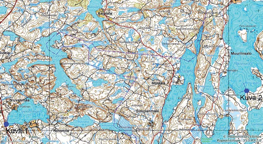 Kalpiala kuvasovitteet Pohjakartta Maanmittauslaitos lupanro 262/MML/11 Kalpiala kuva 1 ilman tuulivoimaloita.