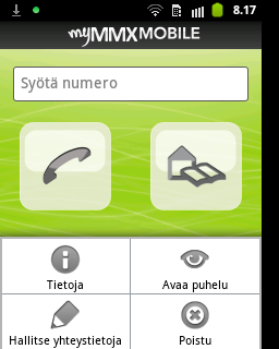 Ohjelman käynnistäminen Kun mymmx mobile -ohjelma on asennettu puhelimeen, siihen ei tarvitse kirjautua sisään enää erikseen. 1.