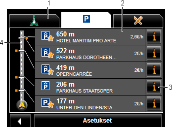 Vihje: Rivi Kohteita reitillä sulkeutuu taas muutaman sekunnin kuluttua. Mikäli rivin pitäisi jäädä auki, paina painiketta (Lukitse). Painike muuttuu tilaan (Lukittu). 2.