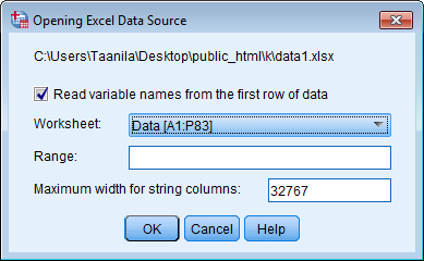 IBM SPSS Statistics 21 3 1 AINEISTO 1.1 Excel- tai teksti-muotoisen aineiston avaaminen Jos aineisto on jo olemassa Excel-muotoisena, niin voit avata sen: 1. Valitse File - Open - Data. 2. Valitse avaamisen määrittelyikkunassa tiedostomuodoksi Excel.