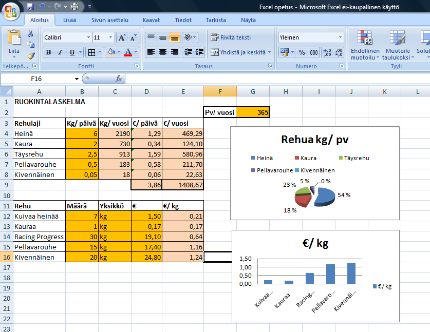 Excelin ominaisuuksia kannattaa kokeilla