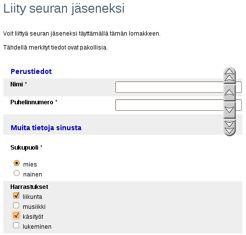 Valitse monta: Tällaisessa kentässä vastaaja voin valita kysymyksen vastausvaihtoehdoista niin monta kuin haluaa (esim. Harrastukset: liikunta/musiikki/käsityöt/lukeminen).