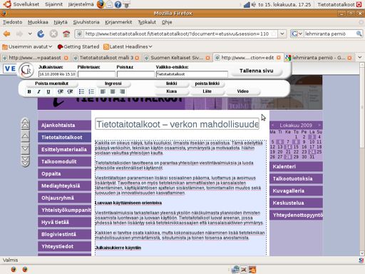 SIVUSTON MUOKKAAMINEN SISÄLLÖN MUOKKAAMINEN Halutessasi muokata jotakin aikaisemmin luotua sivua, mene ensin kyseisen sivun kohdalle.