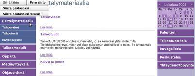 Kun haluat siirtää tietyn sivun kokonaan toiseen paikkaan, valitse Siirrä sivu ja sen jälkeen mene hiiren osoittimella klikkaamalla siihen kohtaan sivustolla, jonka alle haluat sivun siirtää.