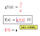 Virheilmoitukset / 99 Voit yrittää löytää virheen aiheuttajan tutkimalla itse dokumenttiasi tai voit antaa Mathcadin jäljittää sen. Virheen aiheuttajan jäljittäminen: 1.
