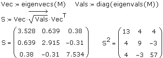 Ratkaisu- ja optimointifunktiot / 105 Kaksi tapaa laskea matriisin neliöjuuri