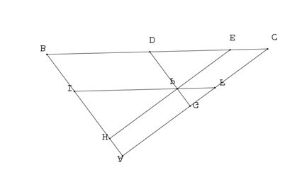 torjuttava pisteen F joutuminen sille kaarista AC, joka on eri puolella suoraa AC kuin B; tätä varten riittää osoittaa, että FAB < α.