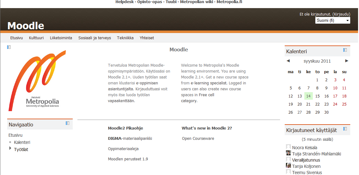 1 1 Opiskelijana Moodlessa ohje Tämä Moodle 2 -ohje on tehty n opiskelijoille. Tätä ohjetta ei kannata tulostaa vaan kannattaa aina avata Moodlen etusivulta, jolloin saa viimeisimmän version.