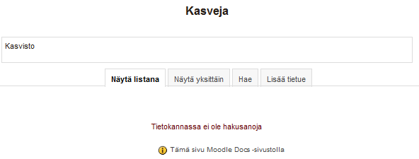 48 Kun napsauttaa työtilassa tietokanta-aktiviteettia, tietokanta näyttää seuraavalta: 6.11.