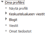 Navigaatio-lohko on toinen navigoinnin väline Moodlessa. Napsauttamalla sanaa Etusivu, pääsee Moodlen etusivulle. Napsauttamalla Minun Moodleni saa näkyviin listauksen omista työtiloista.