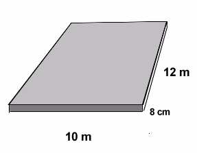 Harjoituksia 2 Rakennuksen lattian mitat ovat 10 m x 12 m. Siihen valetaan 8 cm paksu betonilaatta.
