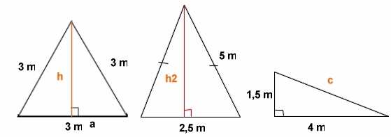 Pythagoraan lauseketta (sivu 2 ja 3) käyttäen korkeuksien h ja