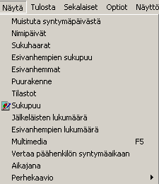 9. Näytä valikko Tässä luvussa esitellään Keskusikkunan Näytä -valikon toimintoja.