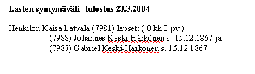 Patronyymin tarkistus Patronyymin tarkistus antaa raportin henkilöistä, jonka patronyymi poikkeaa käytetystä muodosta (esim. Matinpoika > Mattsson, Matinp).