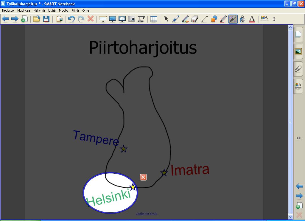 Tee sama toiminto muutaman kerran tällä tai muulla sivulla. Piirrä haluamasi alueen kokoinen ympyrä.