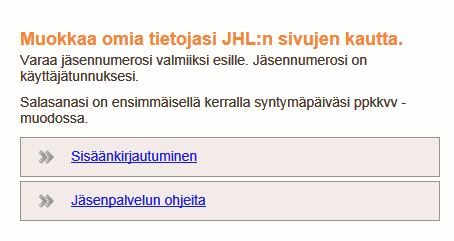 OMIEN TIETOJEN MUOKKAUS INTERNET PALVELUJEN KAUTTA www.jhl567.