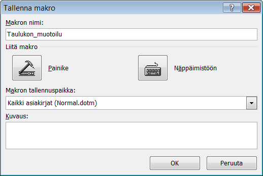 Word 2010 Tehokas käyttö s. 33/41 Makro luodaan helpoimmin nauhoittamalla tehdyt toimenpiteet.