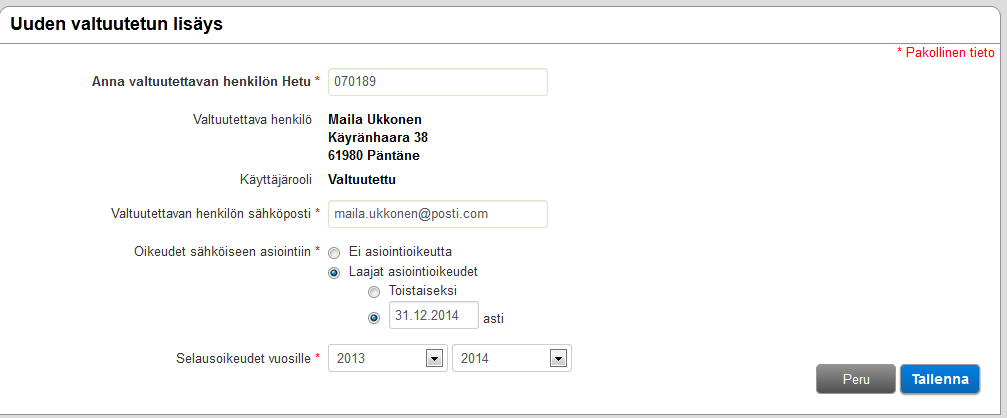 2014 7 Alkava & Ylikoski Valtuuttaminen Sähköisesti Viljelijä jolla on oikeudet sähköiseen asiointiin Maatila Käyttöoikeudet Valtuuta uusi henkilö 457 lomakkeella 18.02.