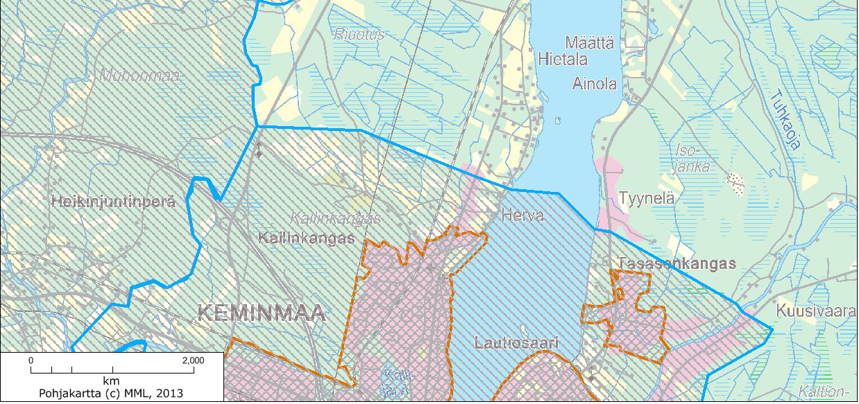 Johtoreitti on osoitettu punaisella katkoviivalla. (OIVA ympäristöja paikkatietopalvelu 2013). 5.