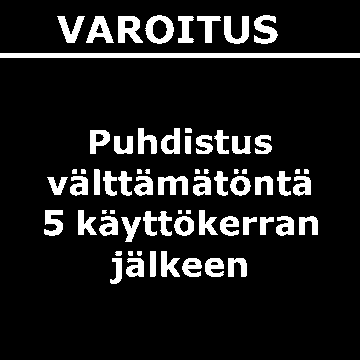 5.2 Puhdistusohjelma Viesti näytöllä ilmoittaa, koska on tarpeen tehdä laitteen puhdistusohjelma. Tämän puhdistuksen tulee tapahtua noin joka 360 kahvinvalmistuksen jälkeen.