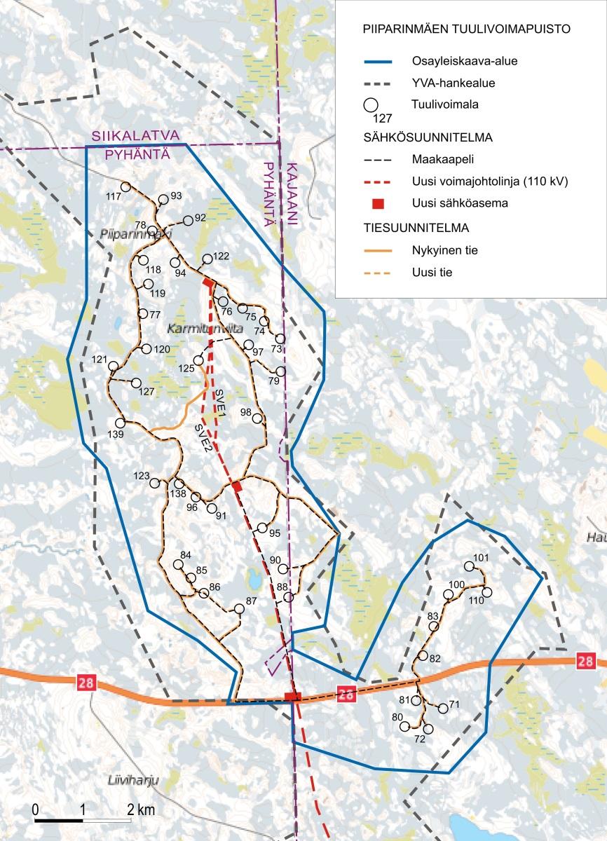 Piiparinmäen tuulivoimapuisto (41 voimalaa).