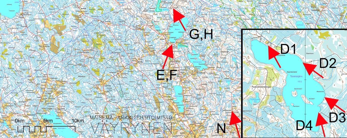 YVA-selostuksen maisemakuvasovitteista ei kaavoitusvaiheessa ole esitetty kuvia J, M ja N, joista Piiparinmäen tuulivoimalat eivät