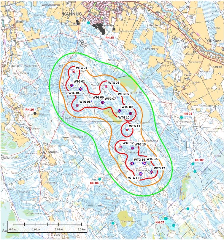 KAAVASELOSTUS 62 / 74 Kuva 48. Real case -tilanteen (ilman metsämaskia) välkemallinnus kaavaehdotuksen mukaan.