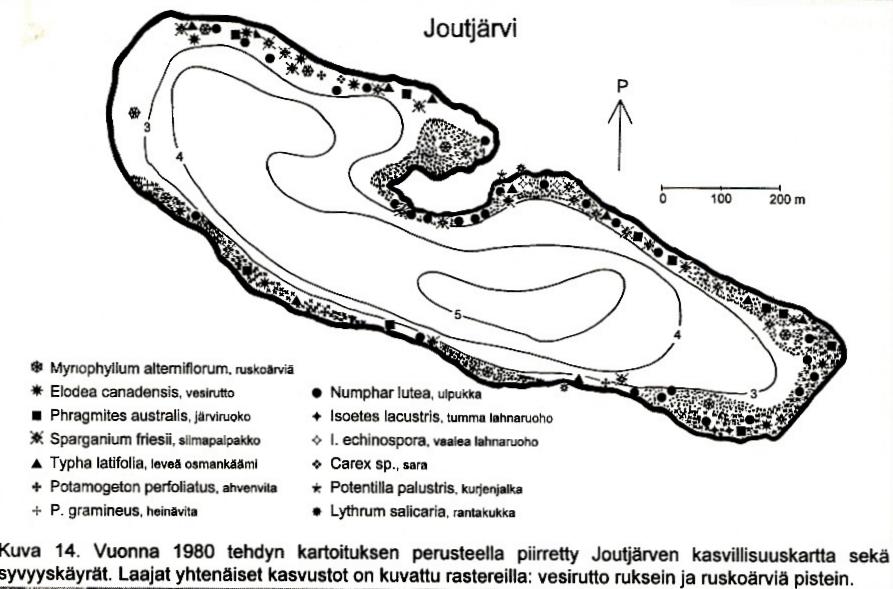 Joutjärvi pinta ala,4 km 2 valuma alue 1,6 km 2 keskisyvyys 3,4 m suurin syvyys 5 m veden keskiviipymä 4,3 v Joutjärvi, jota aiemmin on nimitetty myös Möysänjärveksi, saa vetensä suurelta osin