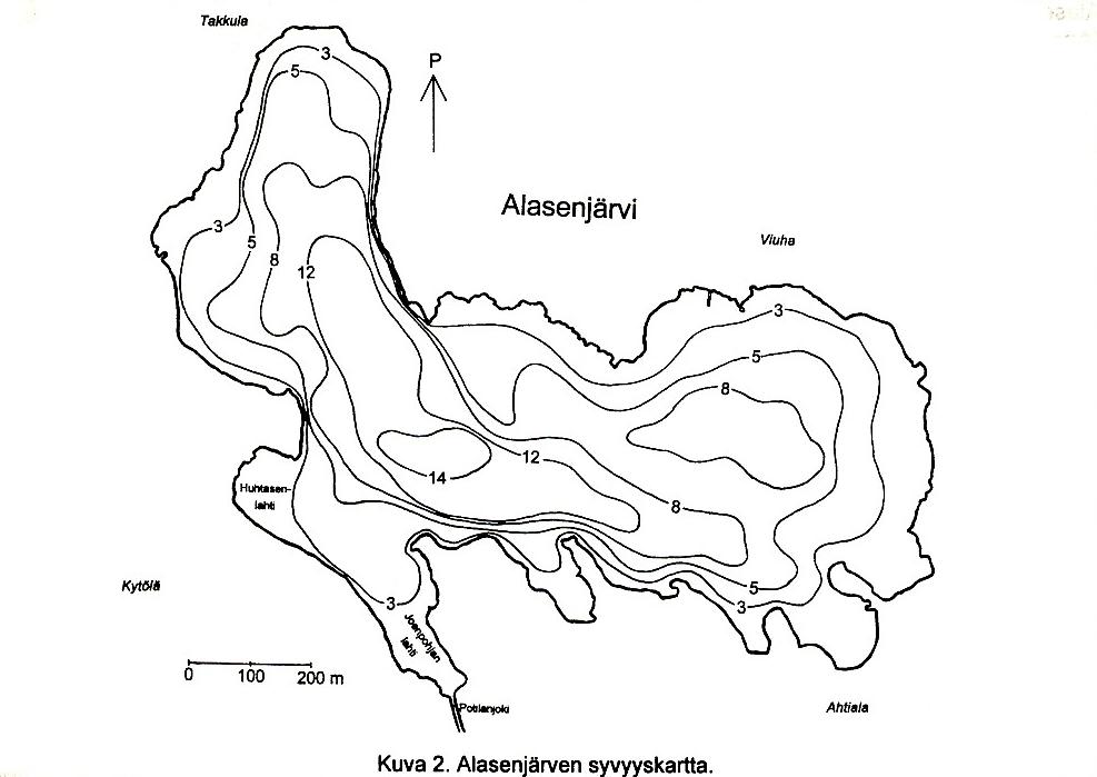 Alasenjärvi pinta ala 2,86 km 2 tilavuus 17 milj.