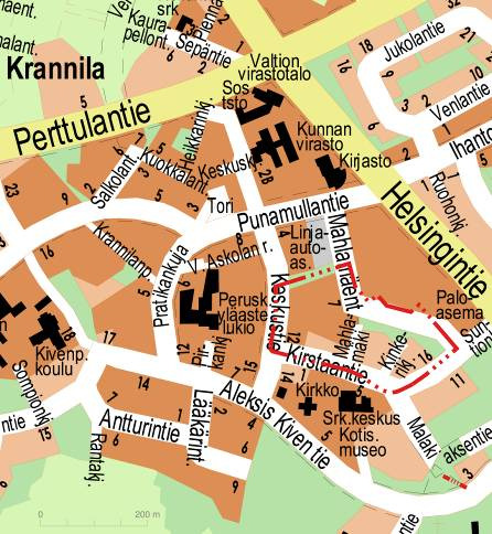2013 Kirkonkylä, Mahlamäentie 1 Suunnittelualue sijaitsee Nurmijärven Kirkonkylässä, paloaseman ja kirkon välissä.