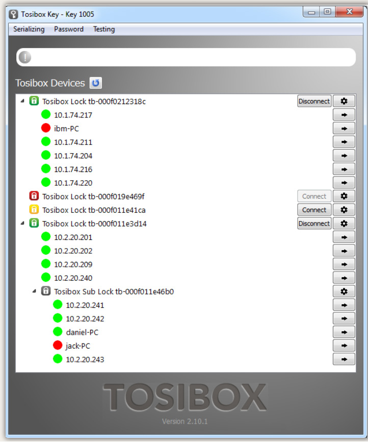 You can check the functionality of the controlled device with PING command in Check if host available (PING) Laitteiden nimeäminen ja käyttäminen Kuva 1. Avaimen käyttöliittymän alkunäkymä.