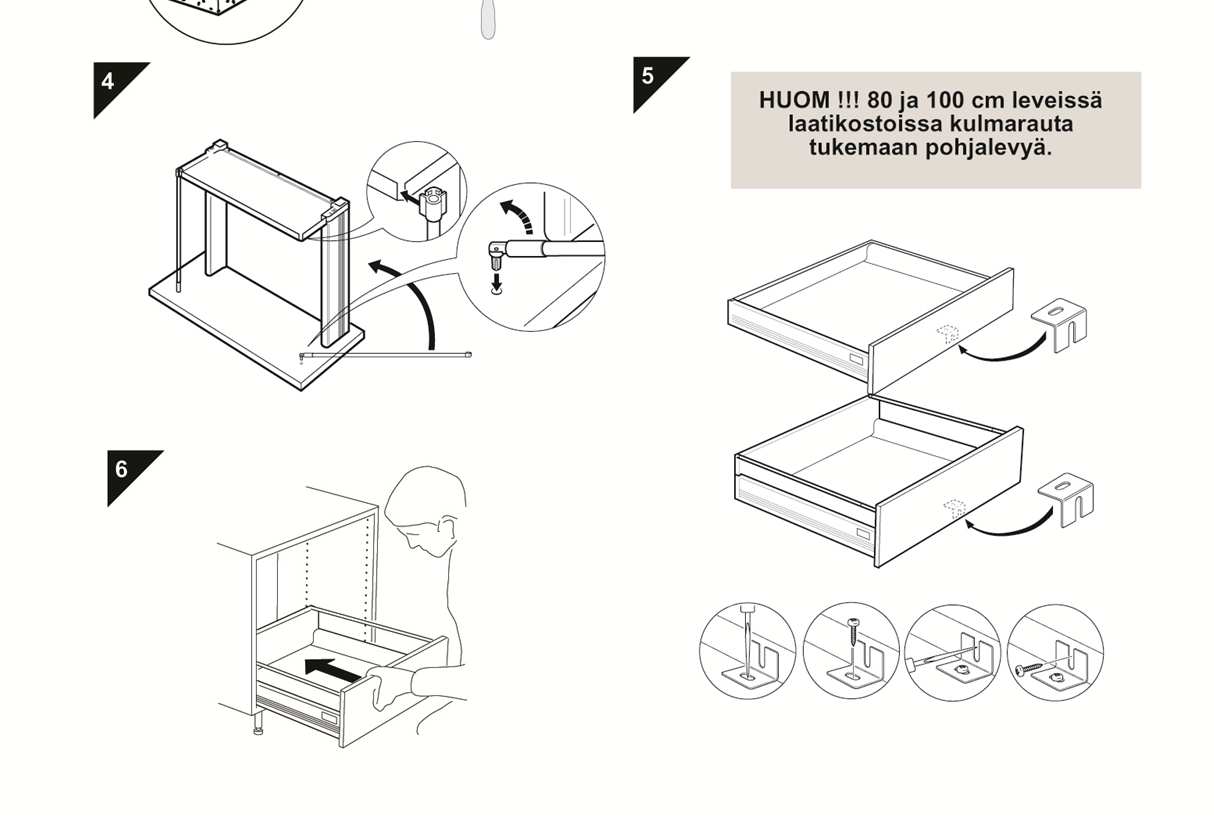 Mikäli kyseessä on kiviseinä: Tee kiskojen asennus vasta kaapinrungon