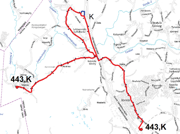 35 Linjat V43 ja V443 Linja 43 muuttuu liityntälinjaksi 443 Kivistön asema Vestra.