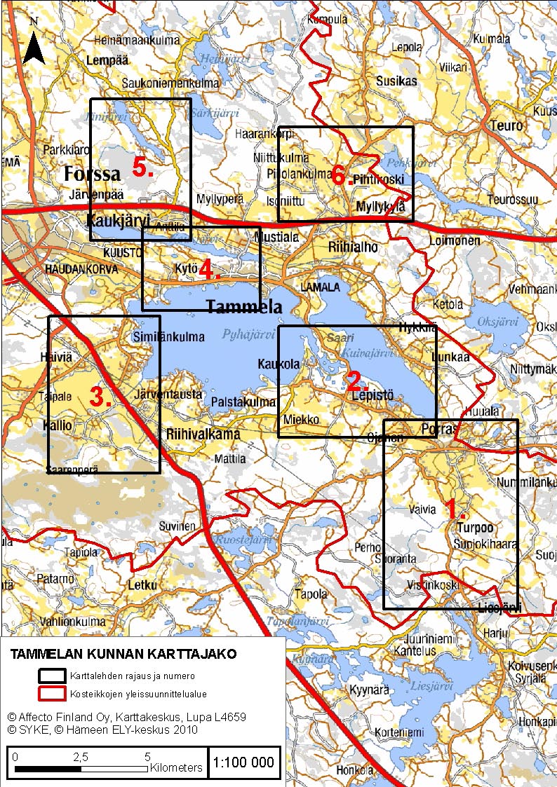 Kuva 6. Tammelan kunnan karttajako.