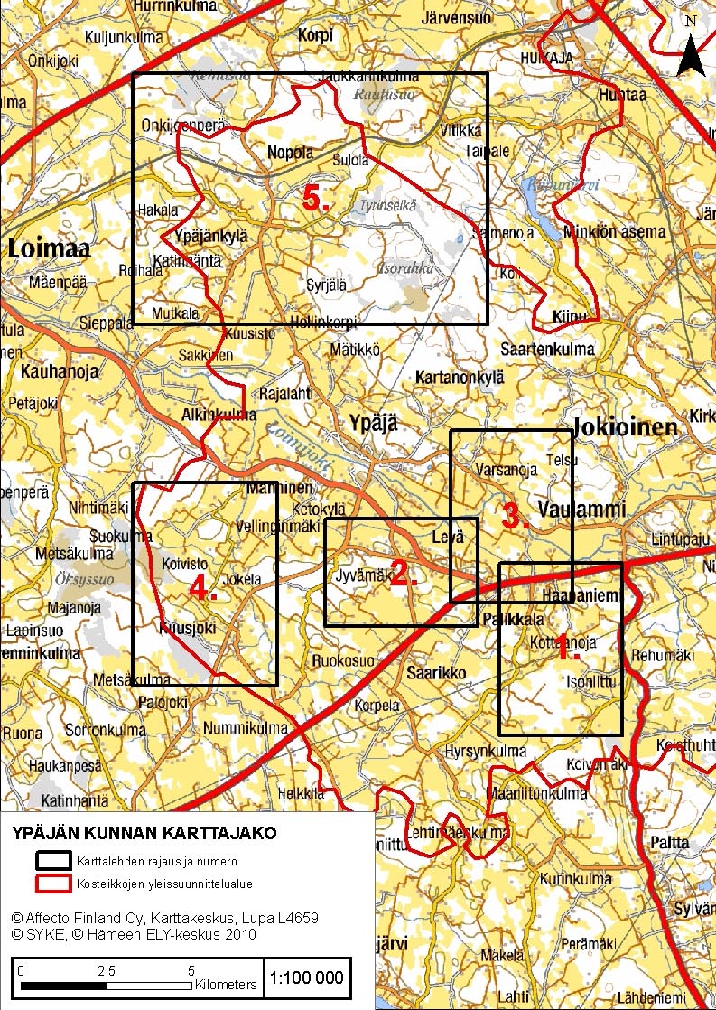 Kuva 34. Ypäjän kunnan karttajako.