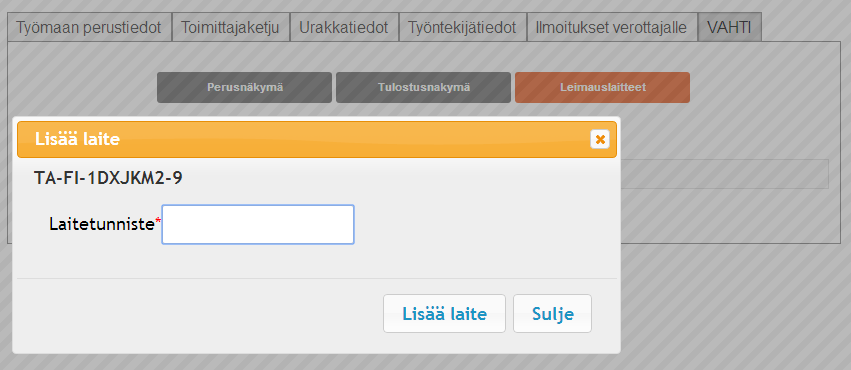 Lisää leimaus valituille: Mahdollistaa leimatietojen antamisen halutulle kohdekuukaudelle halutuille perehdytetyille työntekijöille lisäämällä ensin täppä perusnäkymällä oikealla oleviin