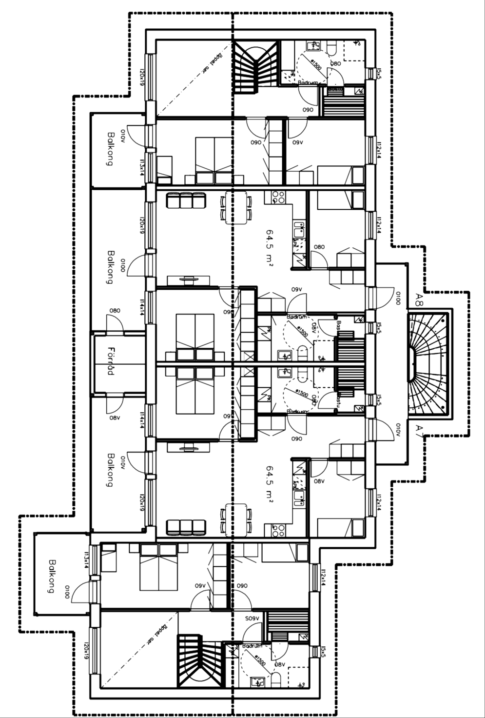 Isoihin huoneistoihin, yli 65 m², on suunniteltu takka lisävalintana.